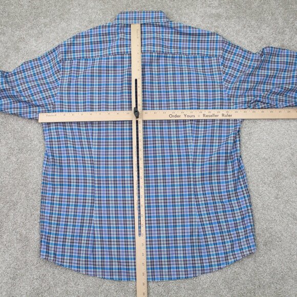 ETON Dress Shirt Men 17, 43 Blue/Green/Purple Plaid Long Sleeve Button Up - Picture 9 of 12